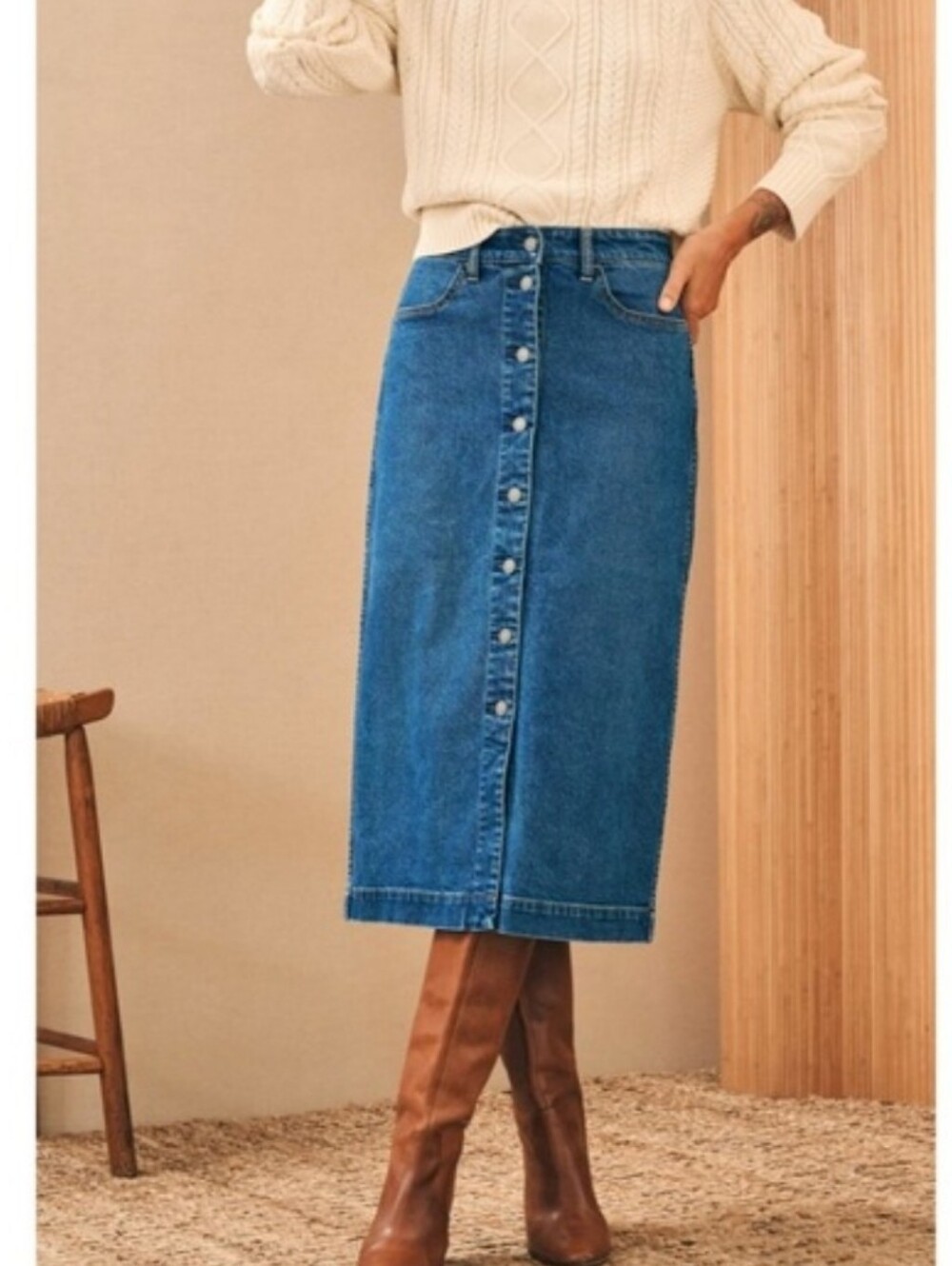Faherty Denim Skirt in Mercer Bay